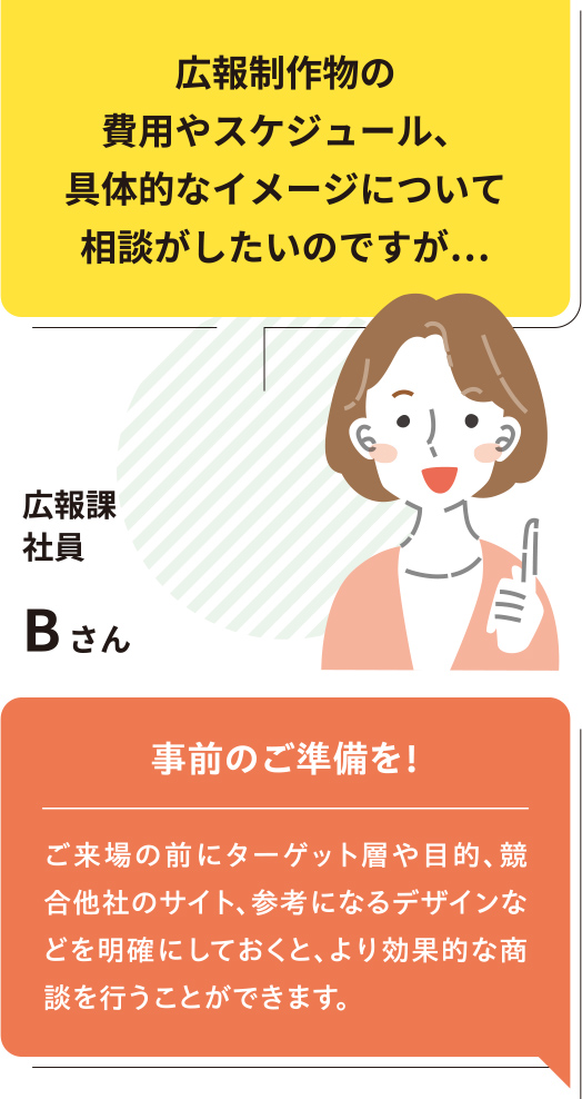 具体的なイメージについて
相談がしたい
事前のご準備を！